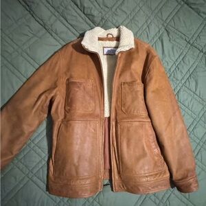 Wilsons Leather Brown  Jacket with Shearling Lining